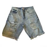 Love, Fire Love Fire Distressed Denim Shorts Size 1 Blue Frayed Hem Raw Edge Photo 6