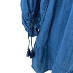 Cleobella  Neha Mini Dress Blue‎ Long Sleeve Tasseled Cotton Size Medium Photo 9