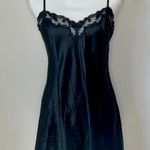 Victoria's Secret Victoria’s Secret Vintage from 1999 (the 90’s) black satin finish silk slip dress mini dress with floral lace trim along top hem  Photo 0