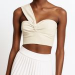 ZARA NWT  Striped Neutral One Shoulder Sweetheart Crop Top M Photo 0