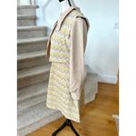 Vintage 60s 70s Beige Yellow Chevron Vest Pointed Collar Long Sleeve Shift Dress Tan Size L Photo 1
