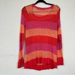 525 America 525 American Orange Pink Red Striped Open Knit Pullover Sweater Womens XL Boho Photo 6