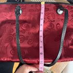 Brighton Purse Red Canvas Black Leather Trim Floral Satchel Shoulder Bag Western Photo 9