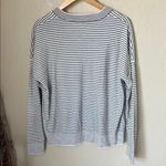 ATM silk wool cashmere blend black and white striped v neck sweater Size L Photo 8