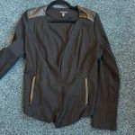 Eileen Fisher large Black Women's Jacket leather trim pockets versatile Photo 11