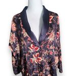 Victoria's Secret Vintage Gold Label Victoria’s Secret Sleepshirt Navy Blue Floral Satin Babydoll Photo 1