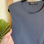 Jones New York Navy Blue Ribbed Waist Detail Top Blouse Photo 3