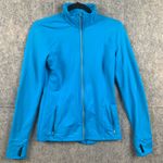 Lucy Womens Size‎ XS Full Zip Athletic Jacket Blue Thumb Holes Zipper Pockets Photo 0