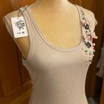 New, Lavishly Paris Women’s Jeweled Halter Tank Top. Size Medium Tan Photo 6