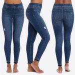 Spanx Womens Blue Jeans Distressed Ankle Skinny Pull On Slimming Shaping Size 4 Photo 1