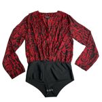 ZARA  Women's Top Red Leopard Print Satin Bodysuit Shirt S Photo 4