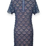Sanctuary | Medium | Navy Blue Eyelash Lace Nude Lined Short Sleeve Shift Dress Photo 4