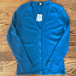Saks 5th Avenue NWT Saks Fifth Avenue 100% Cashmere Cardigan Sweater Size Small Marine Blue Photo 0