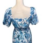Gorgeous Blue Floral Maxi Dress Puff Sleeves Square Neck Photo 6
