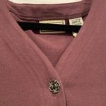 L.L. Bean Size MP Plum V Neck Silver Button Long Sleeve Soft Cotton Cardigan Purple Photo 5