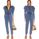 Ulla Johnson Sadie Jumpsuit medium blue puff shoulder long sleeve pockets Photo 1
