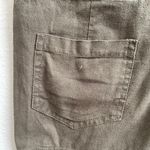 CHESLEY Khaki Olive Green Linen Strapless Button Up Waist Tie Romper Shorts Photo 7