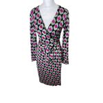 Diane Von Furstenberg  alame Julian teal pink black wrap  Sz 2 dress Photo 4