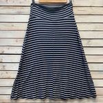 Bobeau  Navy White Stripe A-Line Midi Skirt Nautical Coastal Preppy Medium Photo 1
