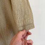 Umgee Gold / Tan Open Weave Knit Asymmetrical Sharkbite Hem 3/4 Sleeve Tunic Top Photo 11