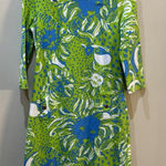 Lilly Pulitzer Dress Charlene Shift Limeade Lion Print Green Knit Cotton Size S Photo 0
