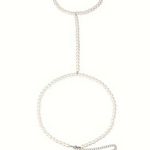 1pc White Faux Pearls Beads Beaded Collar Necklace Waist Belt Elegant Body Chain Photo 4