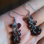 Indian Garnet and Red Seed Bead Dangle Earrings Photo 4