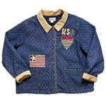 Haik’s Vintage Denim Barncoat Quilted Jacket Coat Embroidered Patches XL 1X Blue Photo 0