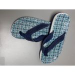 Lands' End  Flip Flops Sandals Blue Patterned Casual Everyday Shoes Women's  6‎ Photo 3