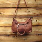 NWT American Leather Company Soft Leather Satchel Tote Shoulder Bag Brown Photo 2