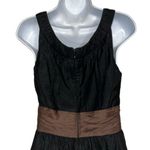 White House | Black Market Black W/Brown Waist Cotton Silk Blend Dress EUC Size 4 Photo 7