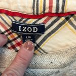 IZOD heathered sweatshirt with a faux layered plaid hem and a front tie detail L Photo 7