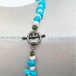 Turquoise Color Bead Nugget Necklace Choker with white pearls Y2K 90s Photo 4