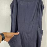 Nicole Miller Navy Blue Linen Blend Jumpsuit Womens 16 Wide Leg Pocket Overalls Photo 5