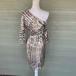 Badgley Mischka Belle by  Sequined One Shoulder Dress Photo 5