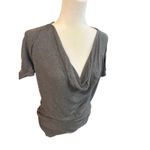 Converse Drapey Cowl Neck Short Sleeve Knit Top Gray Photo 1