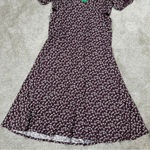 NWT Boden Cut Out Midi Tea Dress Shortsleeve Dark Burgundy Sweet Daisy Size 14R Purple Photo 7