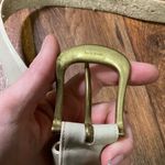 Lands' End Belt Cream Leather Womens Size 26" Solid Brass Buckle Holes 25"-29" Photo 2