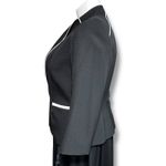 Kasper Womens Blazer Suit Jacket Zipper Pockets Black with White Accents Size 14 Photo 5