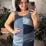 frame denim Frame Atelier Micro Flare Patchwork Denim Mini Dress Blue Size Small Photo 0