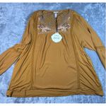Knox Rose  Womens Long Sleeve Embroidered‎ Lace Yoke Peasant Blouse Top Size XXL Photo 7