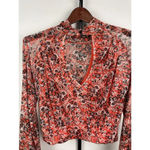 Free People  All Dolled Up Mesh Floral Mock Neck Top‎ Blouse Size XS Open Back Photo 7