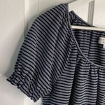 Madewell  Texture & Thread Peasant Top in Navy White Stripe W-516 Sz S Photo 6