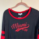 Piko  Women’s Black Red University of Miami Bamboo 3/4 Sleeves Top Medium NWT Photo 1