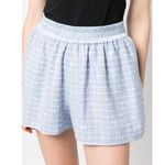 Emporio Armani RTR Sz 44 / Large Blue Boucle Gathered Pull-On Shorts tweed Photo 0