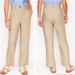 Boden Crop Linen Straight Wide Leg Trouser Tan Oatmeal Size 4 Photo 1