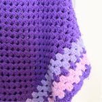 None Granny Square Crochet Purple Poncho One Size Pom Poms Grannycore Photo 4