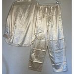 Victoria's Secret Pajama Set & Robe Womens Medium Ivory Satin Jacquard Floral M Photo 2