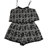 Women's Sleeveless Aztec Tribal Print Romper Size XXS Summer Festival Party Black Photo 0