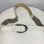 Vintage Vera Pelle Italian White Leather and Silver Ball Accent Belt White Photo 7